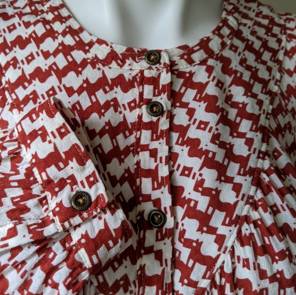 Maeve by Anthropologie Button Front Dog Print Blouse S - Picture 4 of 9